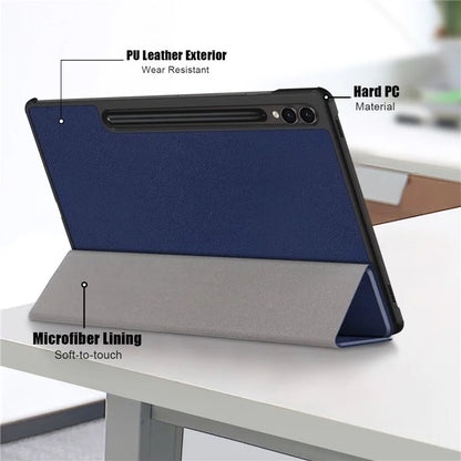 For Samsung Galaxy Tab S9 FE+ SM-x610 / SM-616 Case Leather Tablet Cover with Trifold Stand