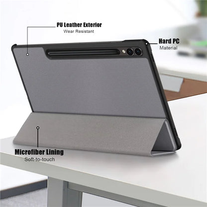 For Samsung Galaxy Tab S9 FE+ SM-x610 / SM-616 Case Leather Tablet Cover with Trifold Stand