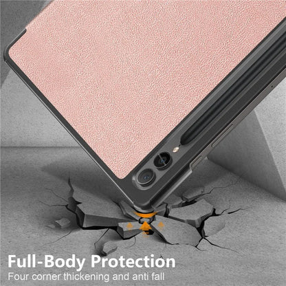 For Samsung Galaxy Tab S9 FE+ SM-x610 / SM-616 Case Leather Tablet Cover with Trifold Stand