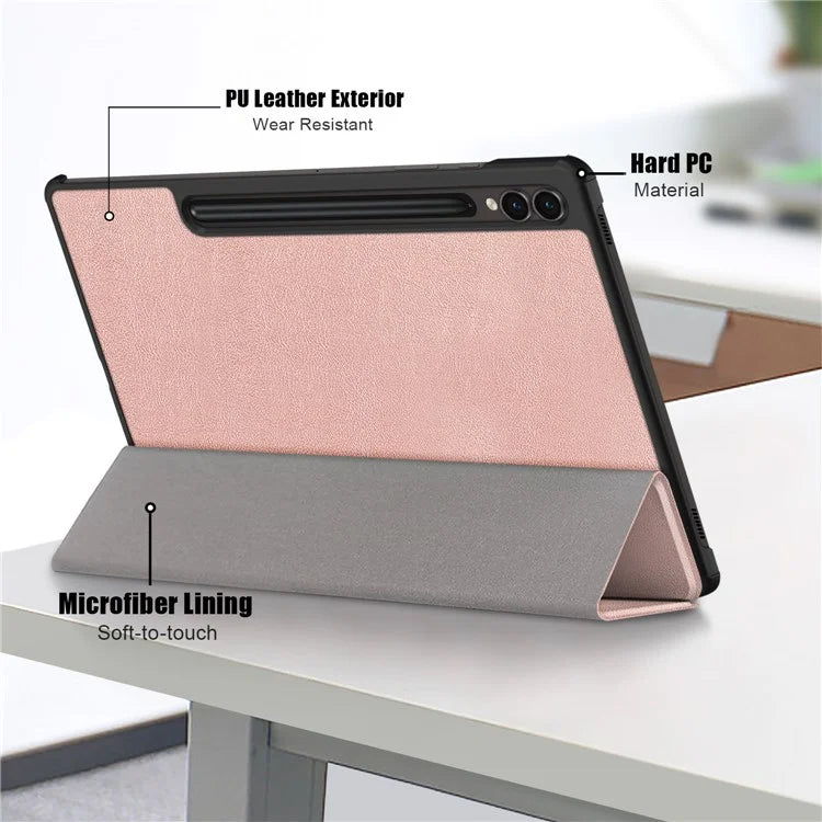 For Samsung Galaxy Tab S9 FE+ SM-x610 / SM-616 Case Leather Tablet Cover with Trifold Stand