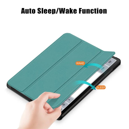 For Samsung Galaxy Tab S9 FE+ SM-x610 / SM-616 Case Leather Tablet Cover with Trifold Standish Green