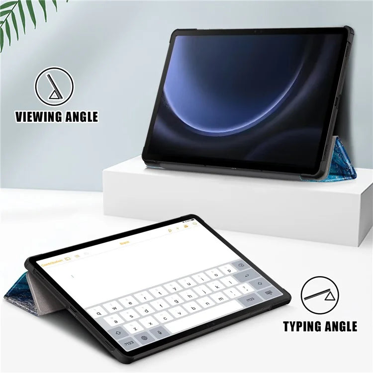 For Samsung Galaxy Tab S9 FE+ SM-x610 / SM-616 Case Tri-fold Stand Leather Tablet Cover