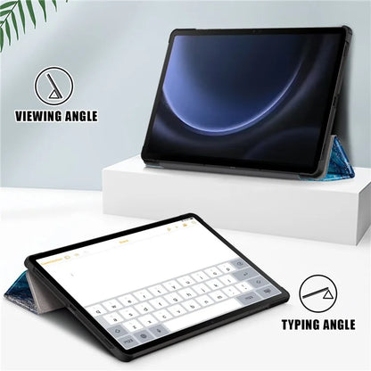 For Samsung Galaxy Tab S9 FE+ SM-x610 / SM-616 Case Tri-fold Stand Leather Tablet Cover