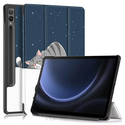 For Samsung Galaxy Tab S9 FE+ SM-x610 / SM-616 Case Tri-fold Stand Leather Tablet Cover