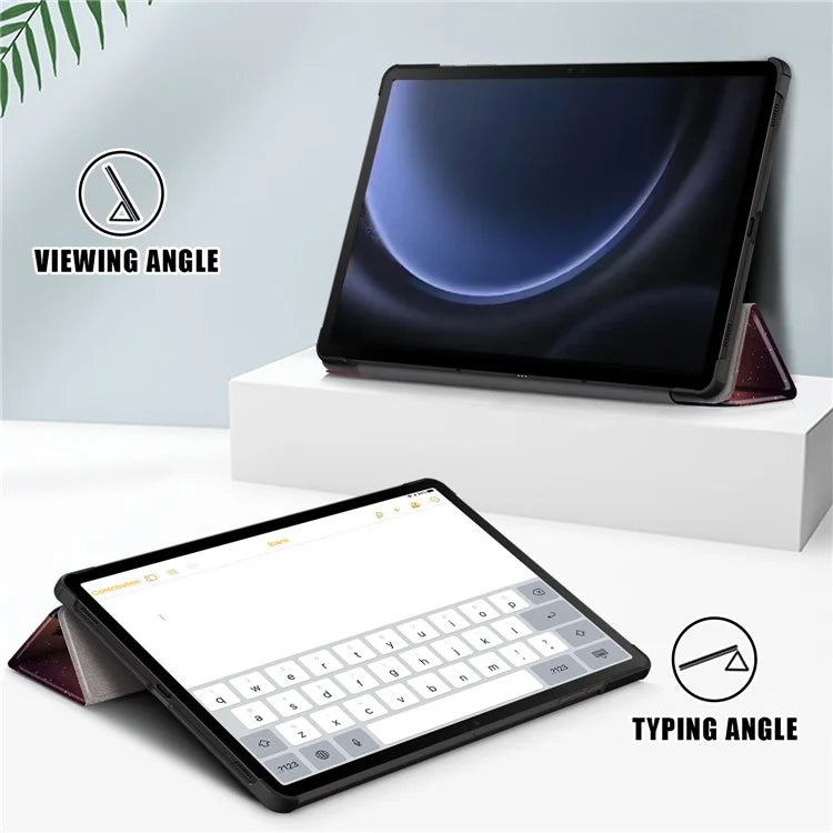 For Samsung Galaxy Tab S9 FE+ SM-x610 / SM-616 Case Tri-fold Stand Leather Tablet Cover