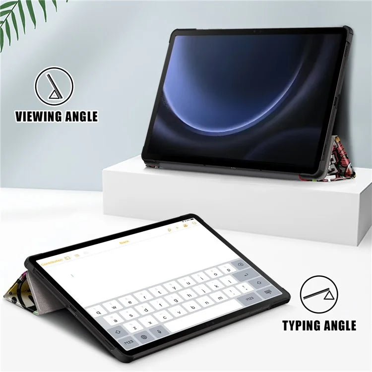 For Samsung Galaxy Tab S9 FE+ SM-x610 / SM-616 Case Tri-fold Stand Leather Tablet Cover