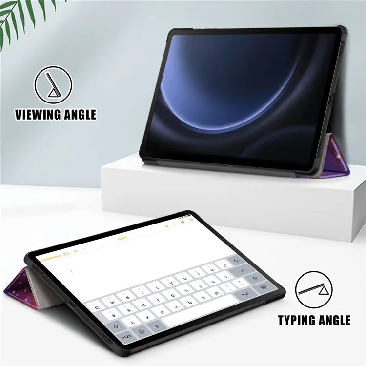 For Samsung Galaxy Tab S9 FE+ SM-x610 / SM-616 Case Tri-fold Stand Leather Tablet Cover