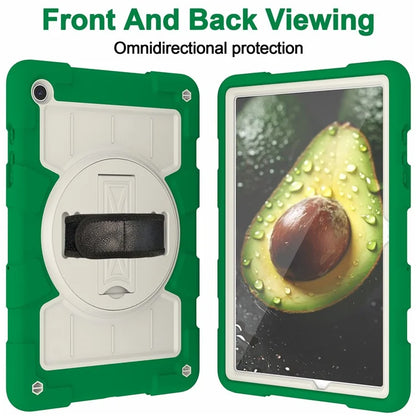 For Samsung Galaxy Tab A9+ Kickstand Case Rotating Hand Strap PC+TPU Tablet Cover with Shoulder Strap