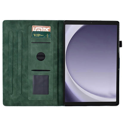 For Samsung Galaxy Tab A9 Case Card Holder Imprinted Tree Leather Tablet Cover