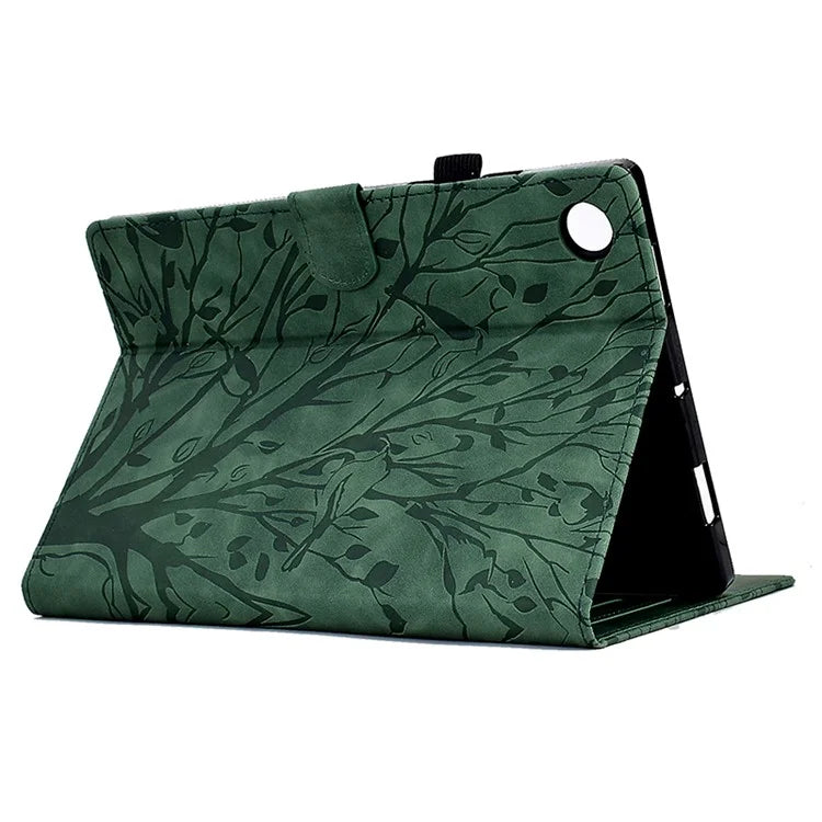 For Samsung Galaxy Tab A9 Case Card Holder Imprinted Tree Leather Tablet Cover