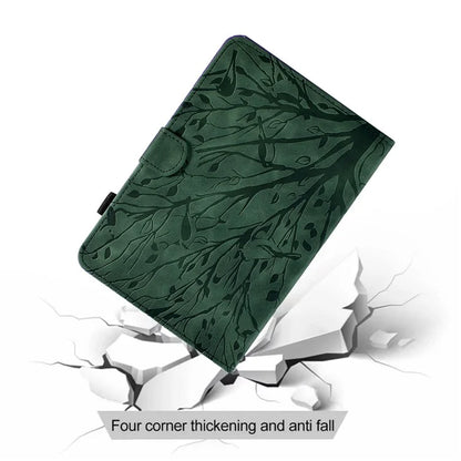 For Samsung Galaxy Tab A9 Case Card Holder Imprinted Tree Leather Tablet Cover