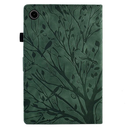 For Samsung Galaxy Tab A9 Case Card Holder Imprinted Tree Leather Tablet Cover