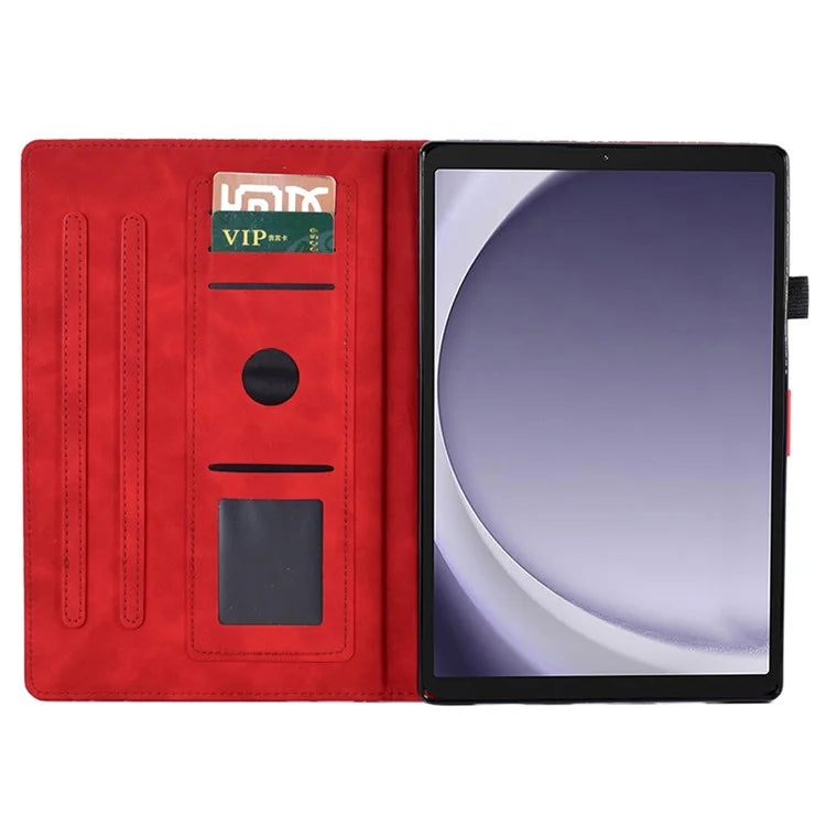 For Samsung Galaxy Tab A9 Case Card Holder Imprinted Tree Leather Tablet Cover