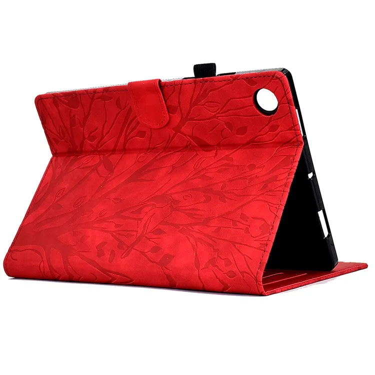 For Samsung Galaxy Tab A9 Case Card Holder Imprinted Tree Leather Tablet Cover