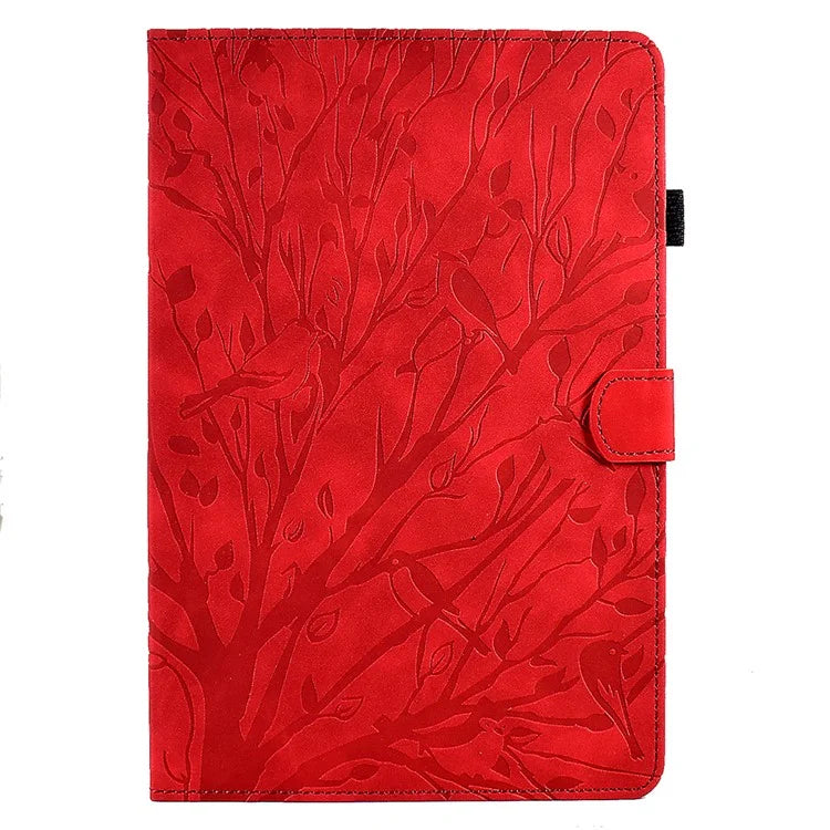 For Samsung Galaxy Tab A9 Case Card Holder Imprinted Tree Leather Tablet Cover