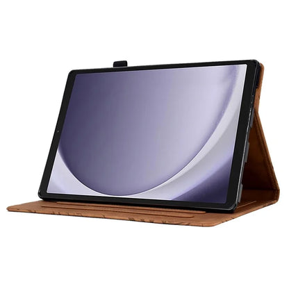 For Samsung Galaxy Tab A9 Case Card Holder Imprinted Tree Leather Tablet Cover
