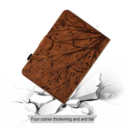 For Samsung Galaxy Tab A9 Case Card Holder Imprinted Tree Leather Tablet Cover