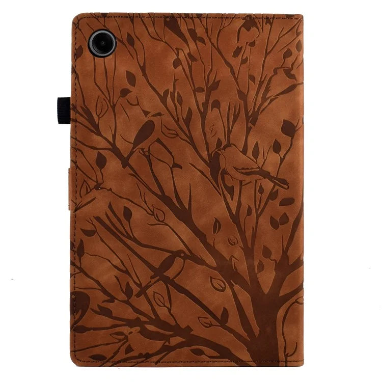 For Samsung Galaxy Tab A9 Case Card Holder Imprinted Tree Leather Tablet Cover