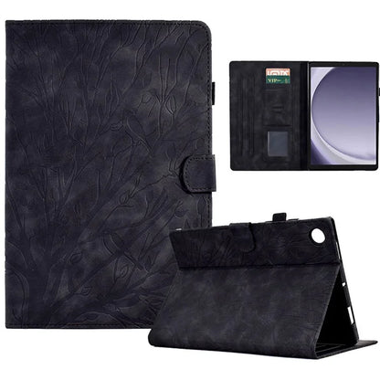 For Samsung Galaxy Tab A9 Case Card Holder Imprinted Tree Leather Tablet Cover