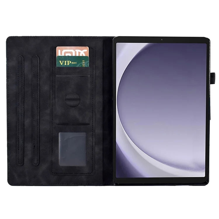 For Samsung Galaxy Tab A9 Case Card Holder Imprinted Tree Leather Tablet Cover
