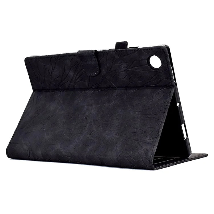 For Samsung Galaxy Tab A9 Case Card Holder Imprinted Tree Leather Tablet Cover