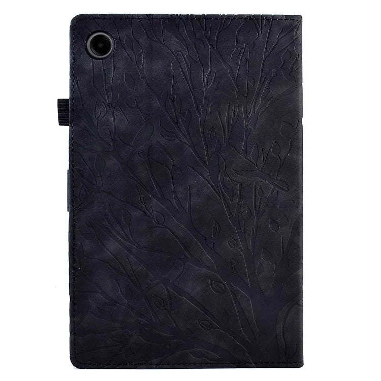 For Samsung Galaxy Tab A9 Case Card Holder Imprinted Tree Leather Tablet Cover