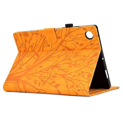 For Samsung Galaxy Tab A9 Case Card Holder Imprinted Tree Leather Tablet Cover