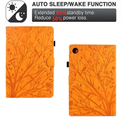 For Samsung Galaxy Tab A9 Case Card Holder Imprinted Tree Leather Tablet Cover
