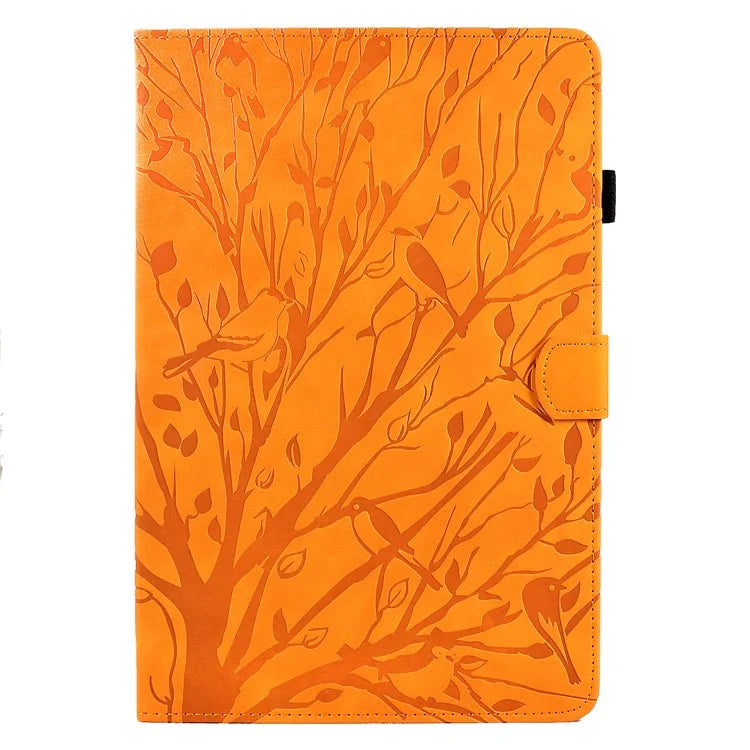 For Samsung Galaxy Tab A9 Case Card Holder Imprinted Tree Leather Tablet Cover