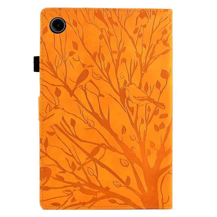 For Samsung Galaxy Tab A9 Case Card Holder Imprinted Tree Leather Tablet Cover