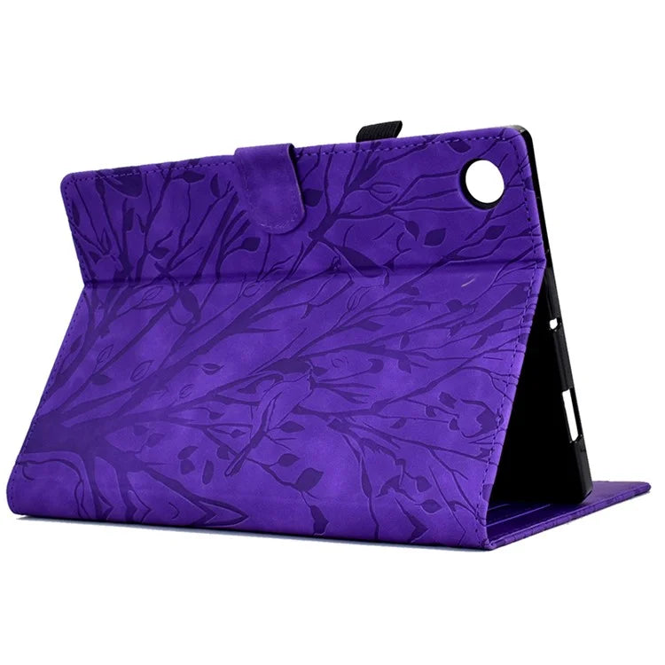 For Samsung Galaxy Tab A9 Case Card Holder Imprinted Tree Leather Tablet Cover