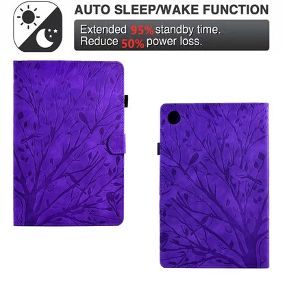 For Samsung Galaxy Tab A9 Case Card Holder Imprinted Tree Leather Tablet Cover