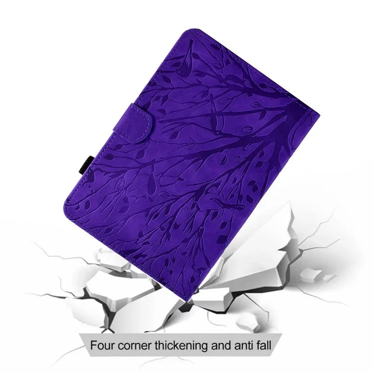 For Samsung Galaxy Tab A9 Case Card Holder Imprinted Tree Leather Tablet Cover