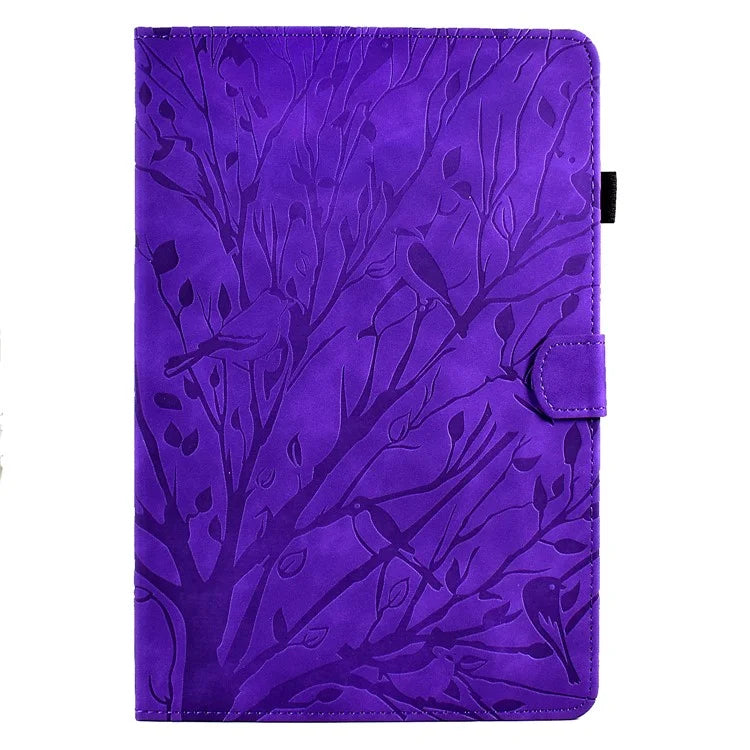 For Samsung Galaxy Tab A9 Case Card Holder Imprinted Tree Leather Tablet Cover