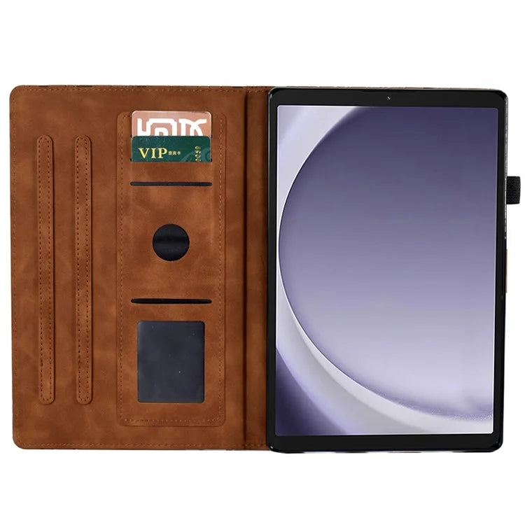 For Samsung Galaxy Tab A9+ Case PU Leather Imprinted Tablet Cover with Card Holder
