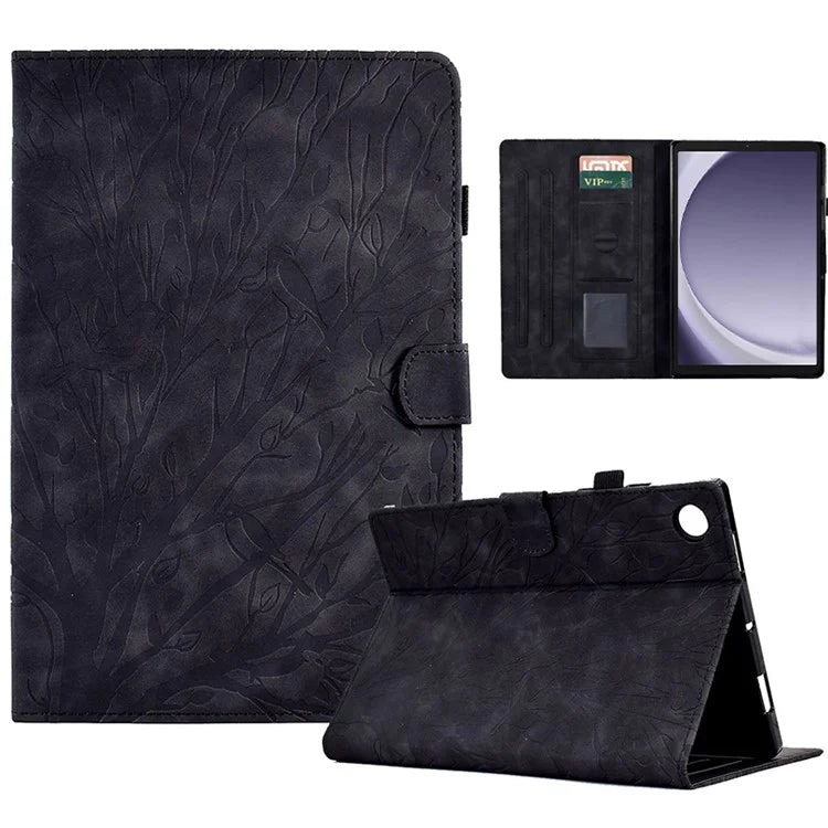 For Samsung Galaxy Tab A9+ Case PU Leather Imprinted Tablet Cover with Card Holder