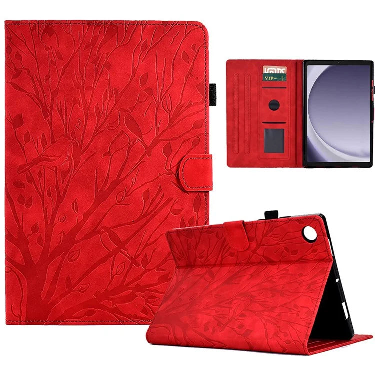 For Samsung Galaxy Tab A9+ Case PU Leather Imprinted Tablet Cover with Card Holder