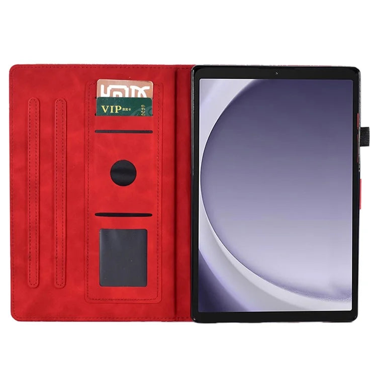 For Samsung Galaxy Tab A9+ Case PU Leather Imprinted Tablet Cover with Card Holder