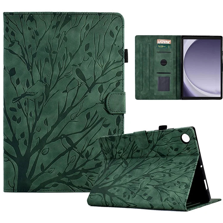 For Samsung Galaxy Tab A9+ Case PU Leather Imprinted Tablet Cover with Card Holder