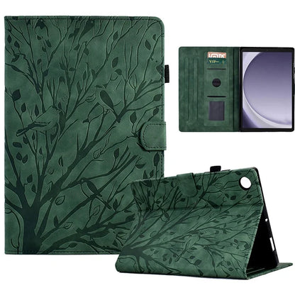 For Samsung Galaxy Tab A9+ Case PU Leather Imprinted Tablet Cover with Card Holder