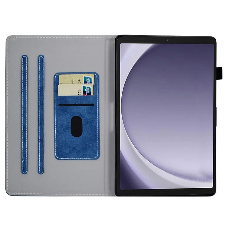 For Samsung Galaxy Tab A9 Leather Case Cloth Texture Card Holder Tablet Cover
