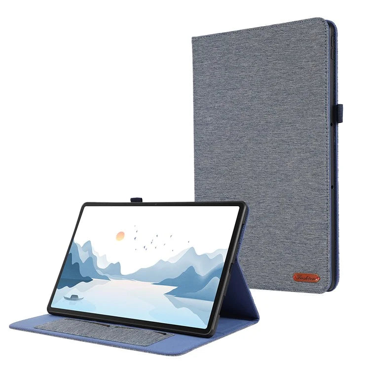 For Lenovo Tab P12 Case Cloth Texture Leather Tablet Cover with Card Holder