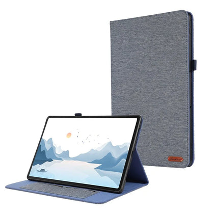 For Lenovo Tab P12 Case Cloth Texture Leather Tablet Cover with Card Holder