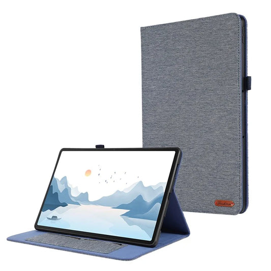 For Lenovo Tab P12 Case Cloth Texture Leather Tablet Cover with Card Holder