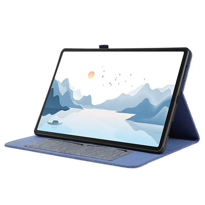 For Lenovo Tab P12 Case Cloth Texture Leather Tablet Cover with Card Holder
