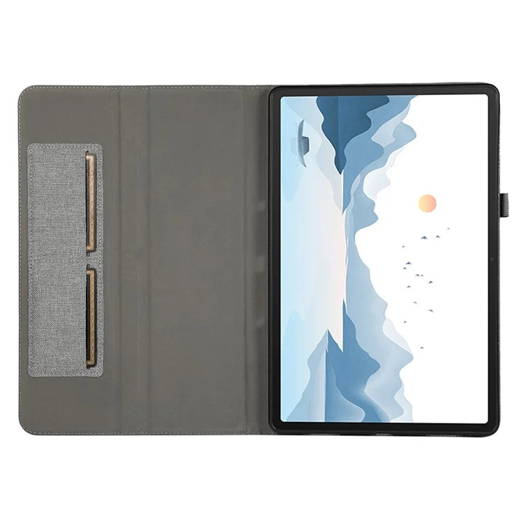 For Lenovo Tab P12 Case Cloth Texture Leather Tablet Cover with Card Holder