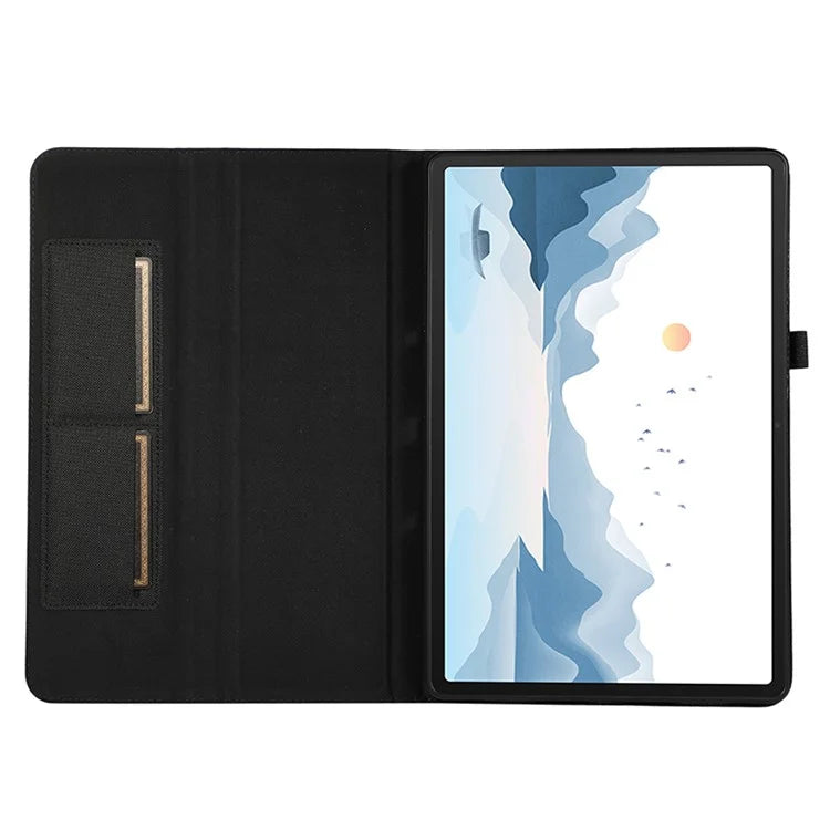 For Lenovo Tab P12 Case Cloth Texture Leather Tablet Cover with Card Holder