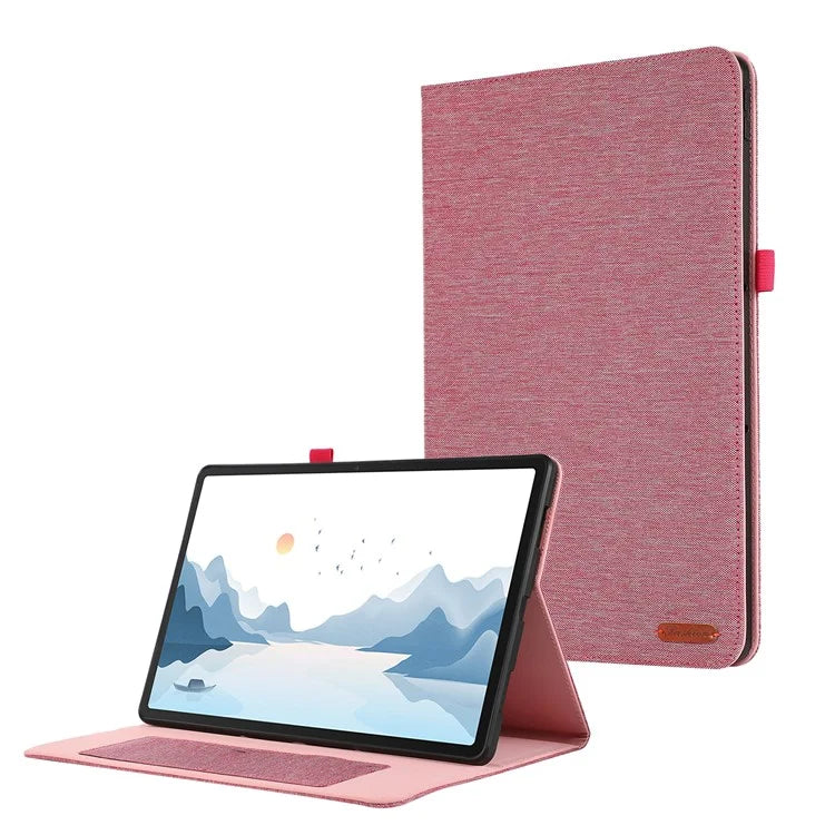 For Lenovo Tab P12 Case Cloth Texture Leather Tablet Cover with Card Holder