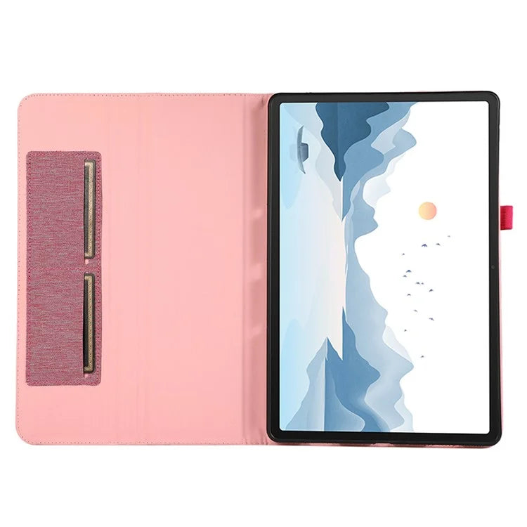 For Lenovo Tab P12 Case Cloth Texture Leather Tablet Cover with Card Holder