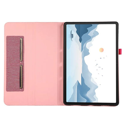 For Lenovo Tab P12 Case Cloth Texture Leather Tablet Cover with Card Holder